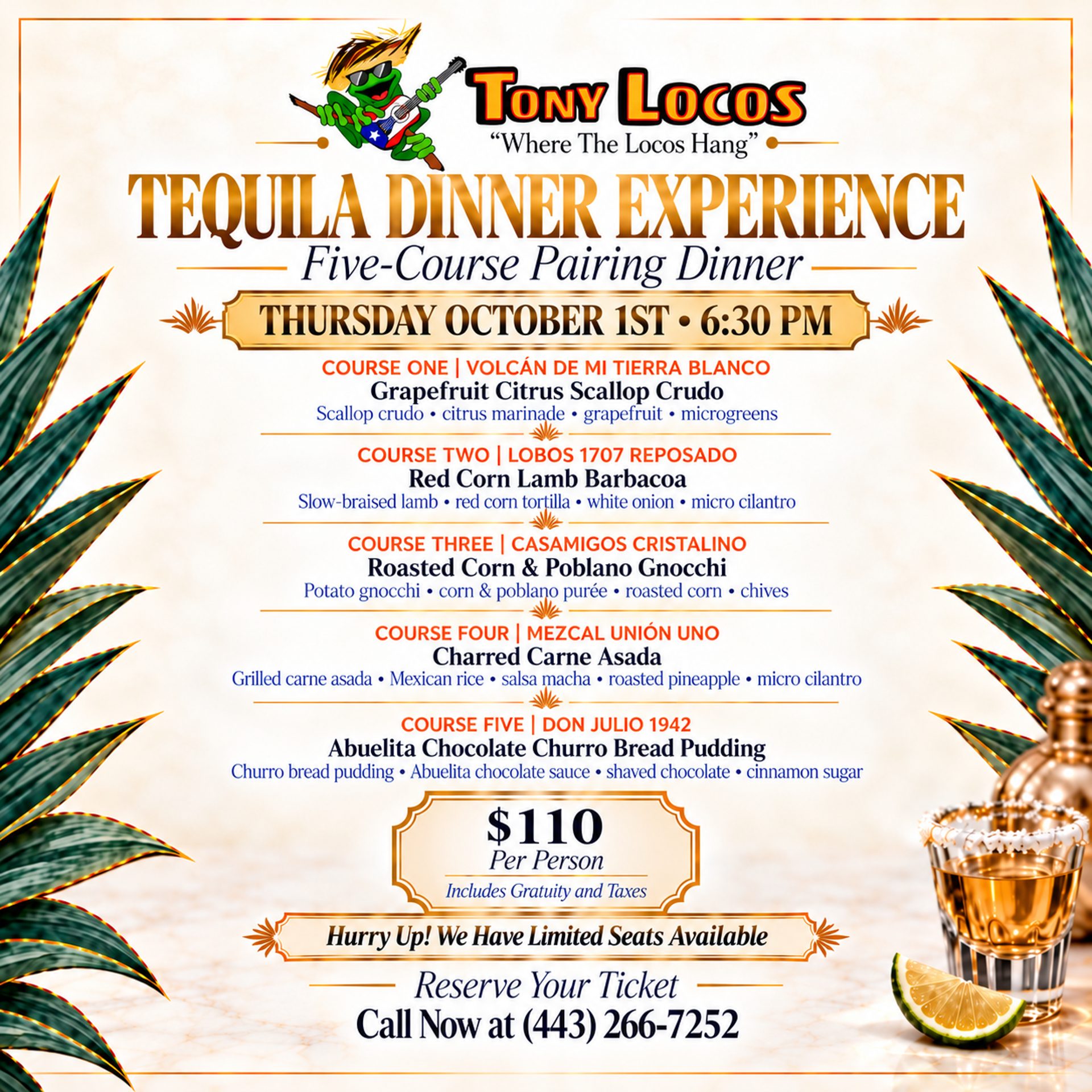 Book your seat for Tequila Dinner Experience