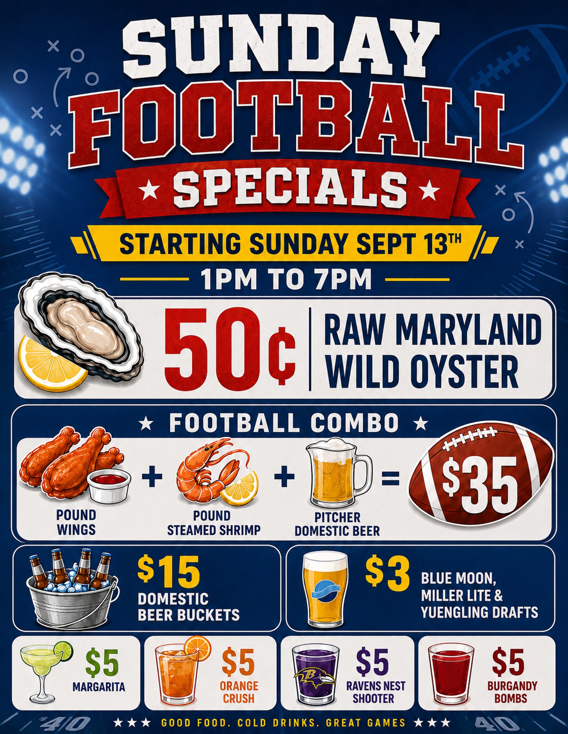 Sunday Football every Sunday starting Sept 13th