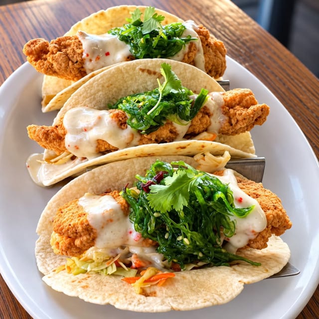Beer Battered Cod Tacos.