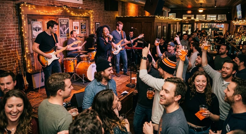 Live music performance at Tony Locos with an energetic crowd